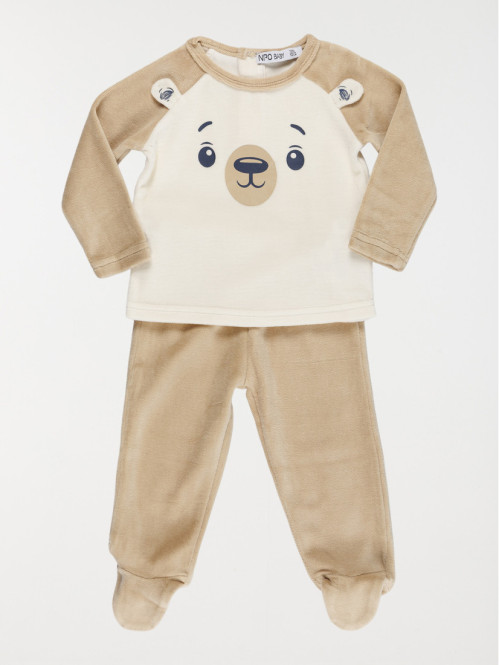 Pyjama en velours ourson garçon (6-36M)