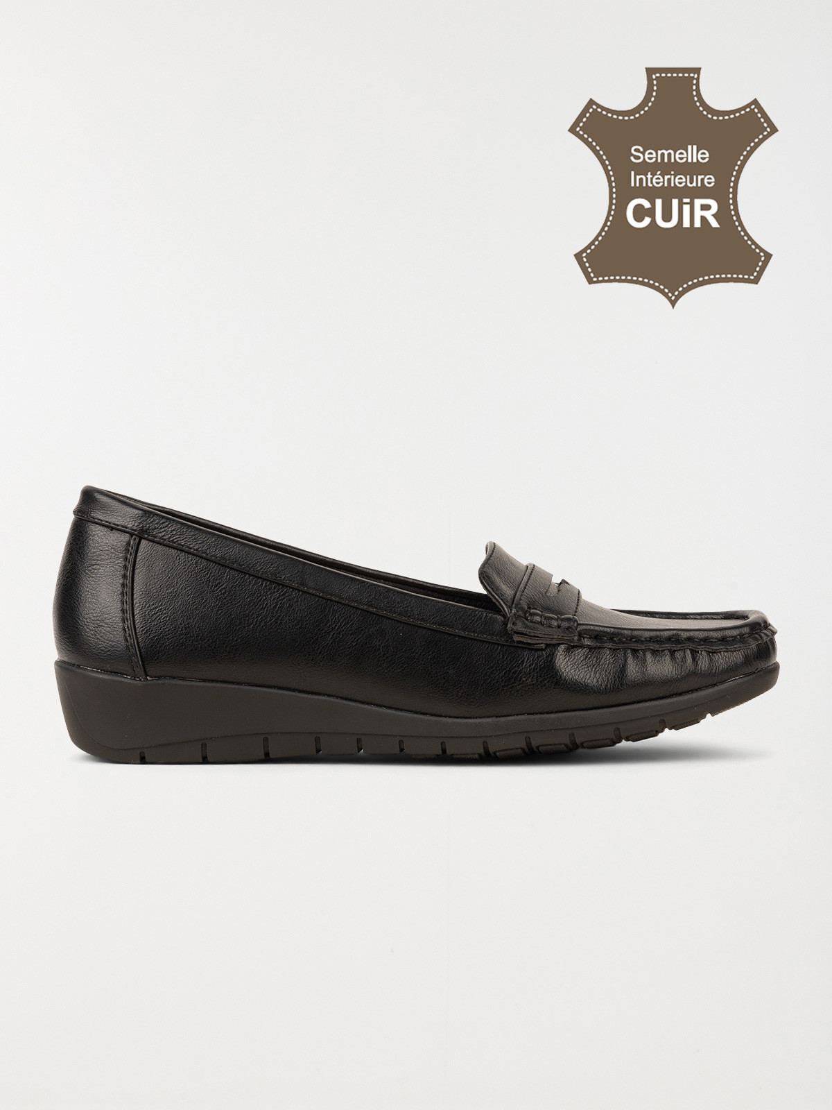 Mocassin confort femme noir (36-41)