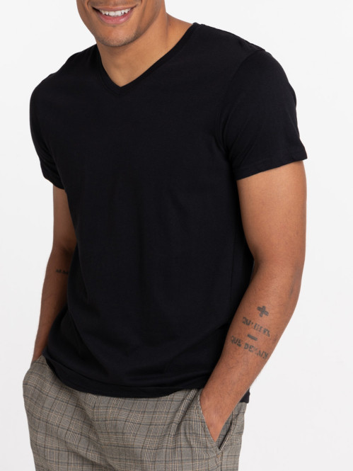 T-shirt col V noir homme