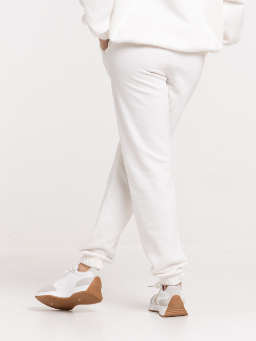 Pantalon uni écru femme