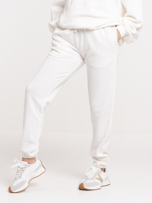 Pantalon uni écru femme