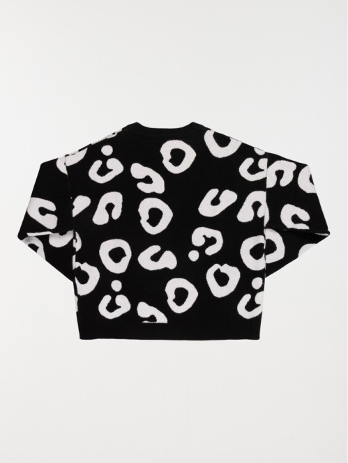 Pull noir col rond motif...