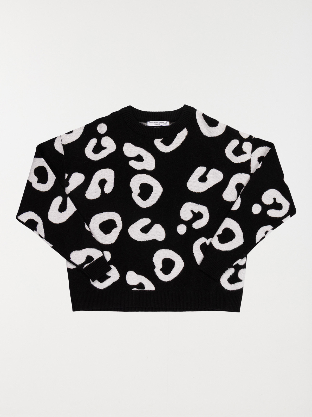 Pull noir col rond motif fille (XXS-M)