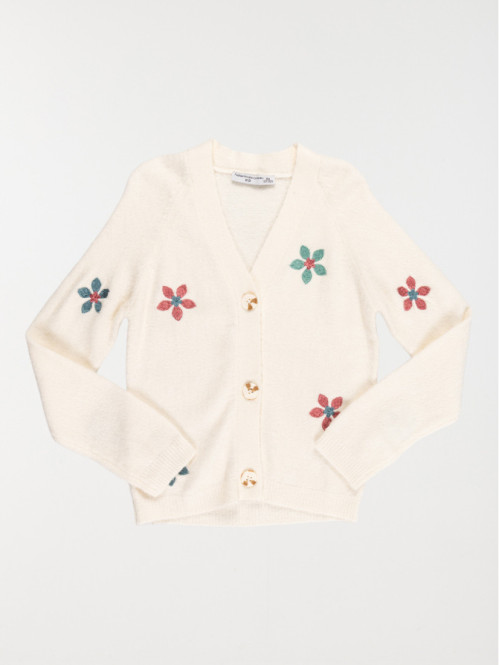 Gilet fleurs brodées fille (3-12A)