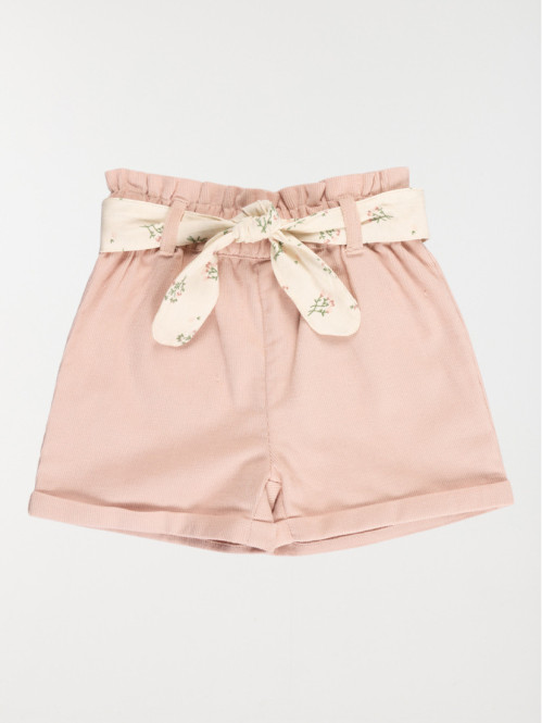 Short velours rose smoke fille (3-36M)