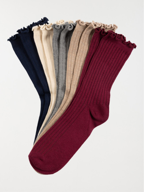 Lot 5 paires chaussettes noeuds femme