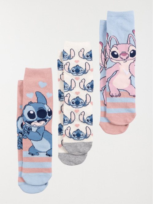 Lot 3 chaussettes Angel & Stitch fille