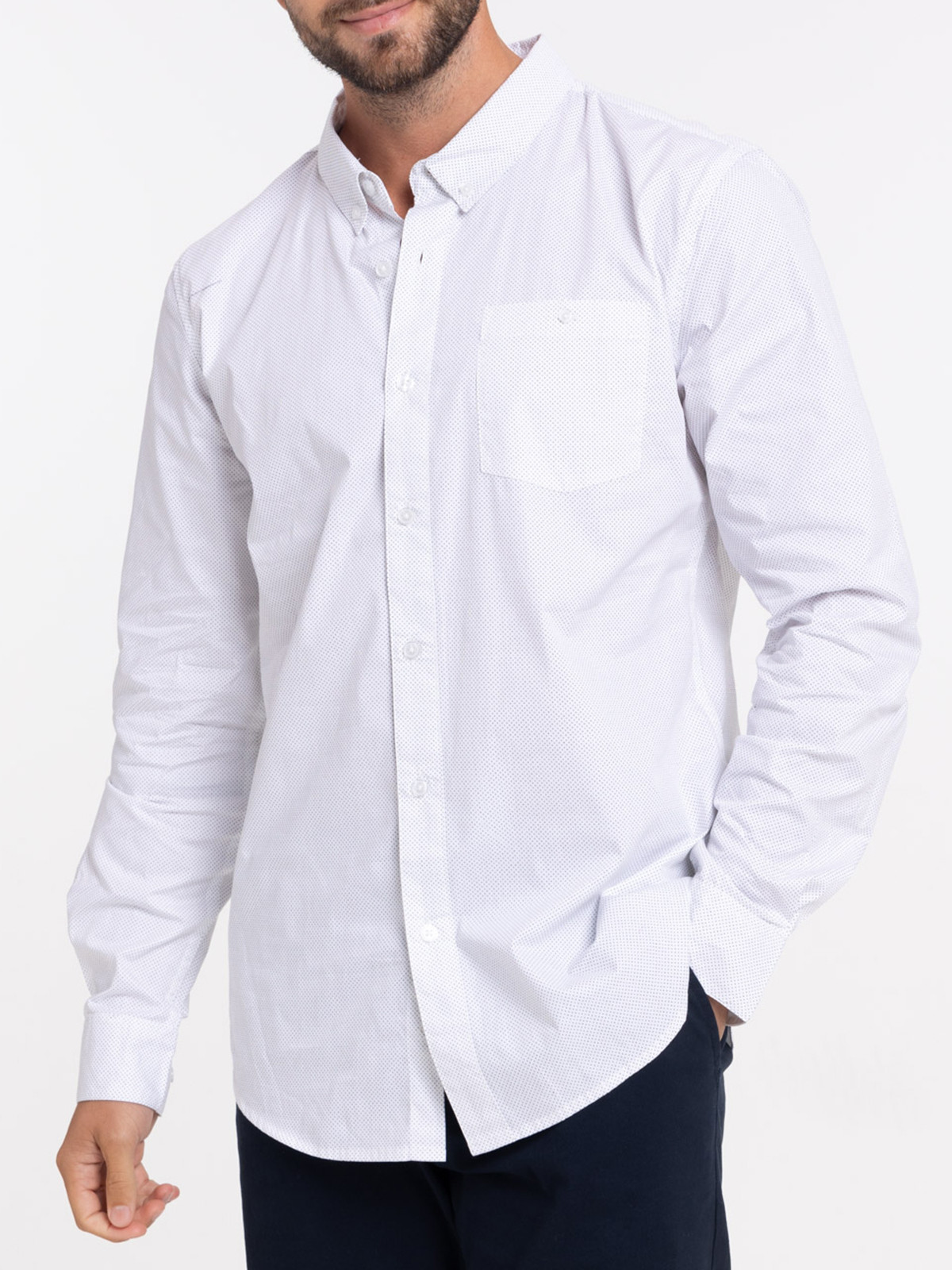 Chemise blanche à pois homme