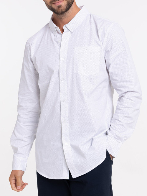 Chemise blanche à pois homme