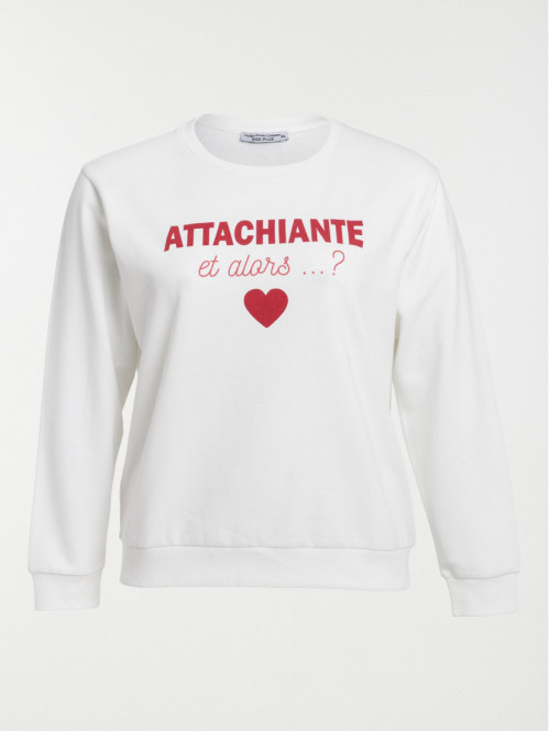 Sweat message grande taille femme