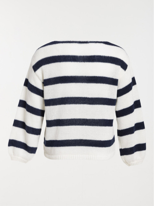 Pull col V rayé grande...