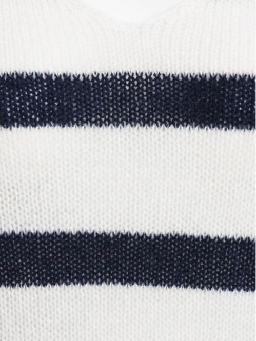 Pull col V rayé grande...