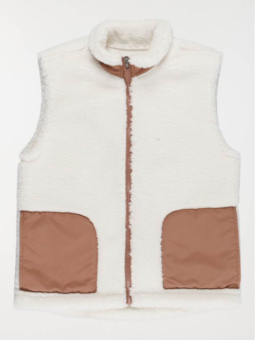 Veste sherpa sans manches fille (XXS-M)