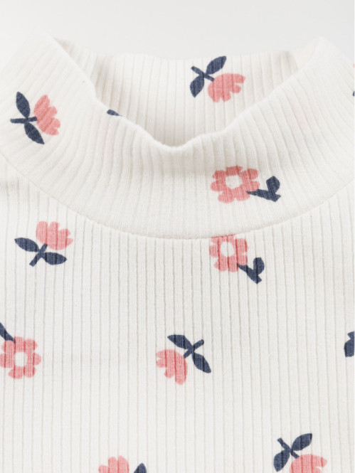 T-shirt col montant fleuri...