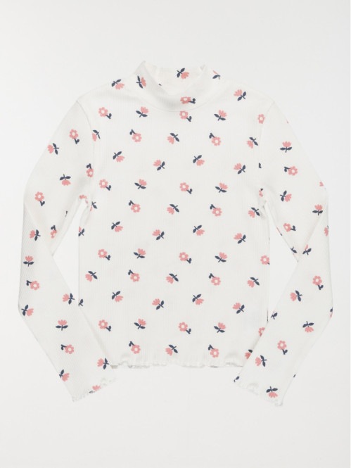 T-shirt col montant fleuri fille (3-12A)