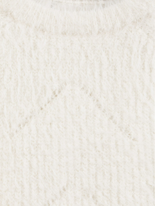 Pull col rond écru fille...