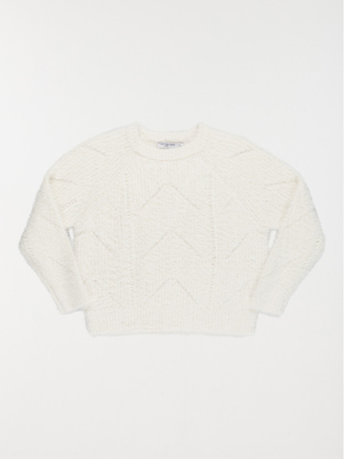 Pull col rond écru fille...