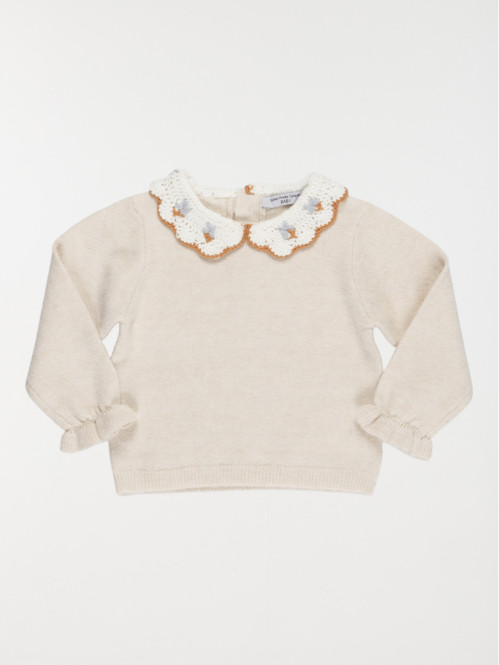 Pull col claudine crochet fille (3-36M)