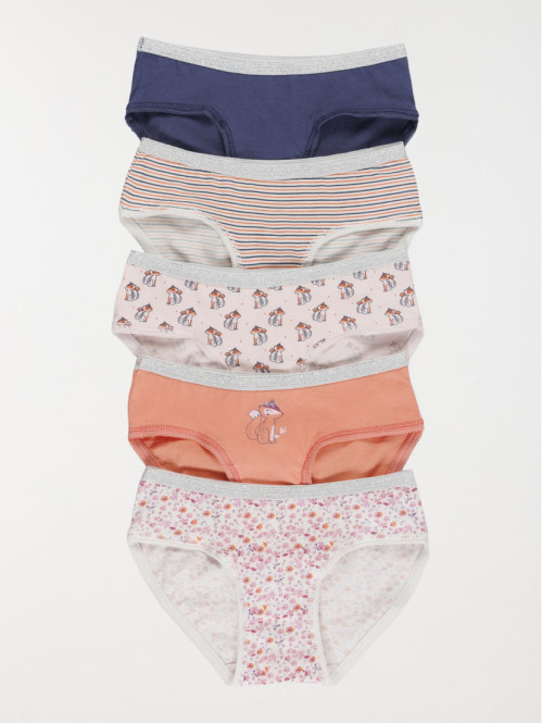 Lot de 5 slips renard fille