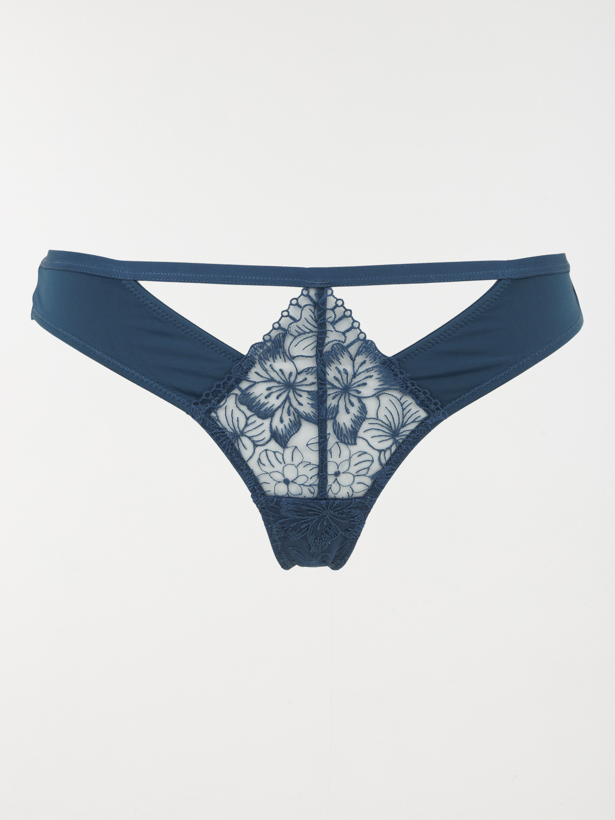 Tanga en microfibre et dentelle femme