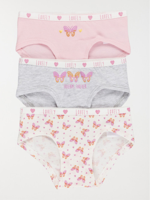 Lot de 3 boxers papillon fille