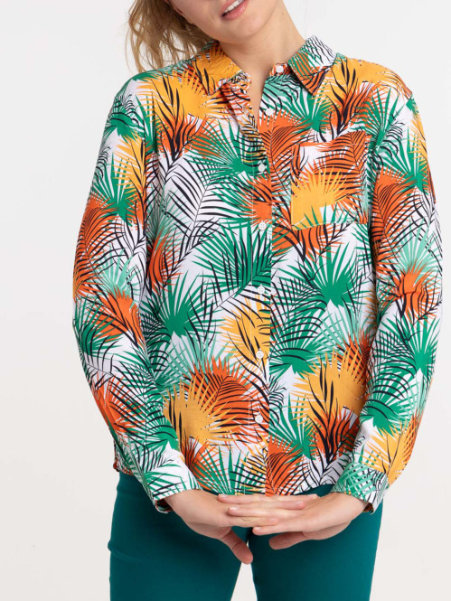 Chemise imprimée feuillage femme