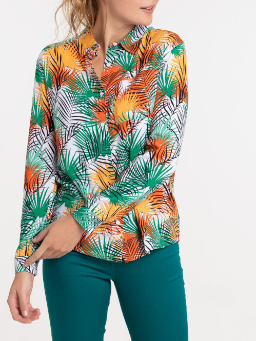 Chemise imprimée feuillage femme
