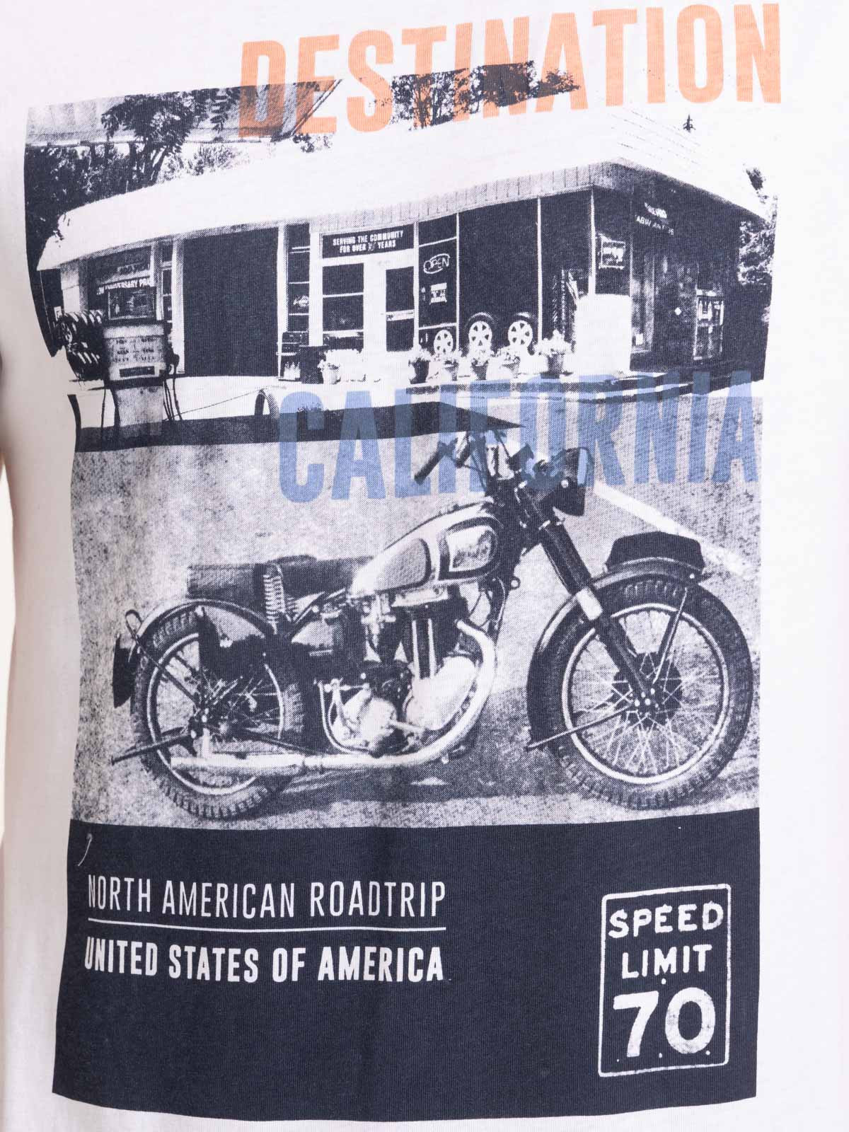 T-shirt imprimé moto blanc homme T-shirt imprimé moto blanc homme