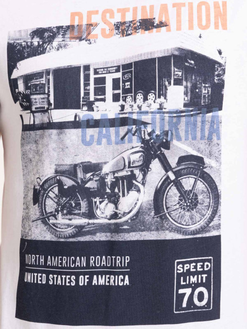 T-shirt imprimé moto blanc...