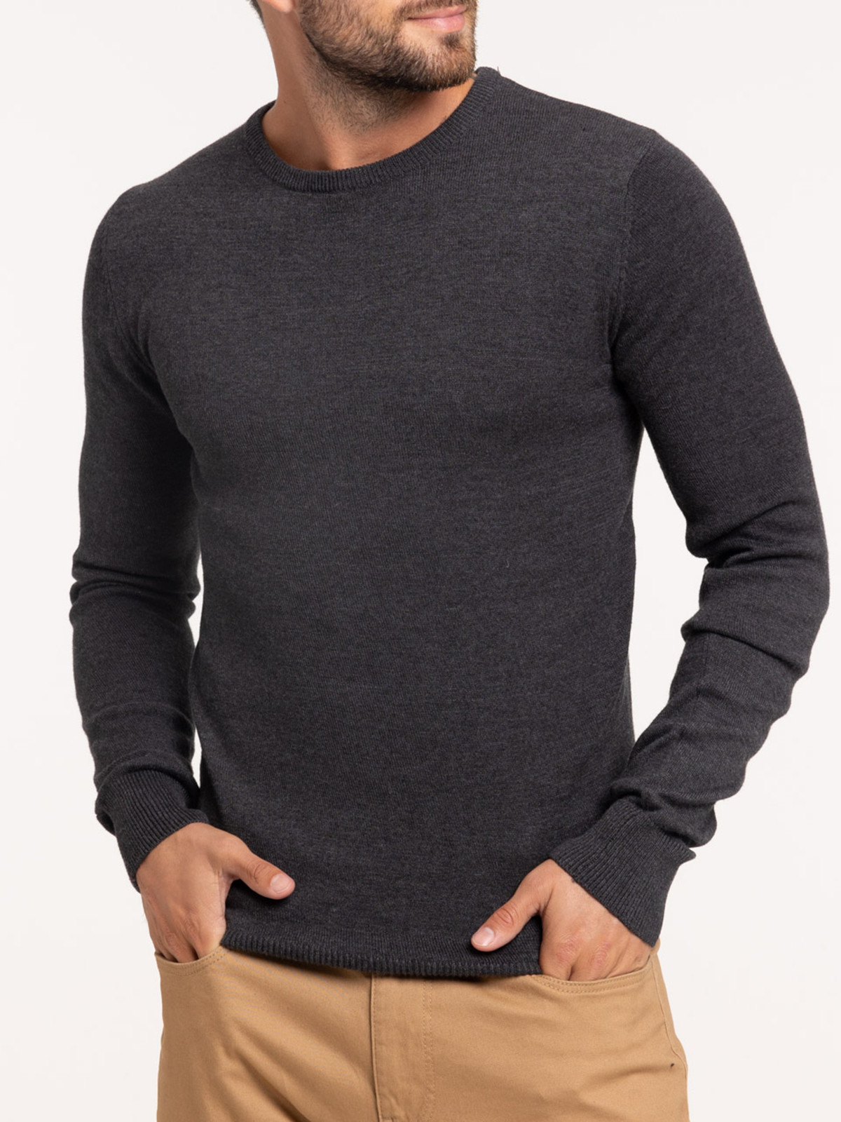 Pull gris anthracite chiné homme