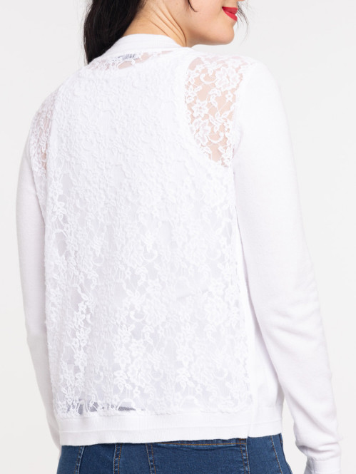 Gilet blanc dentelle dos femme Gilet blanc dentelle dos femme