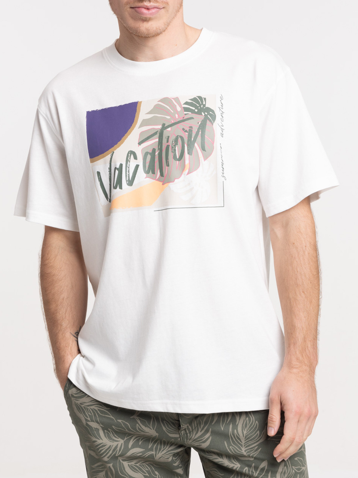 T-shirt imprimé tropical homme