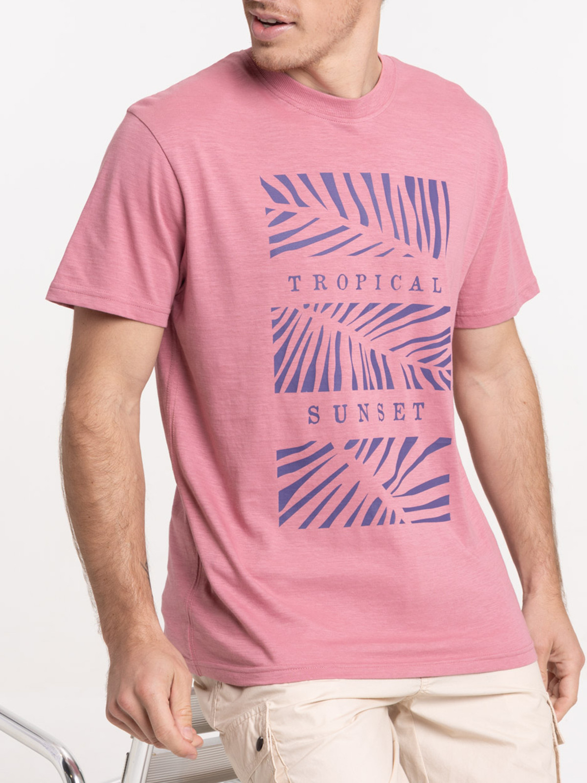 Tee-shirt imprimé rose violine homme