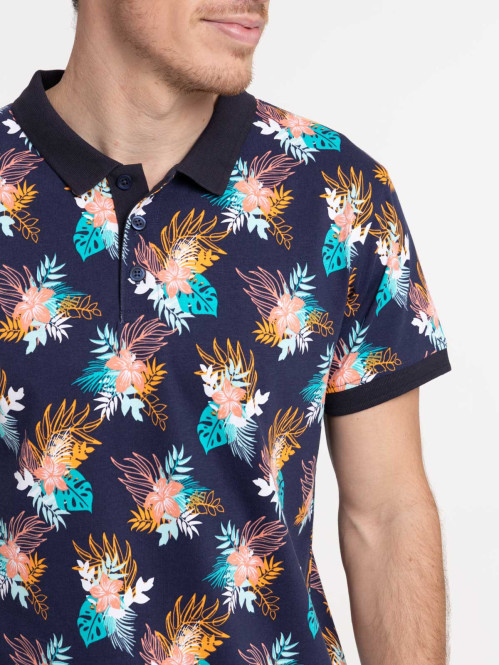 Polo fleur tropicale homme 100% coton