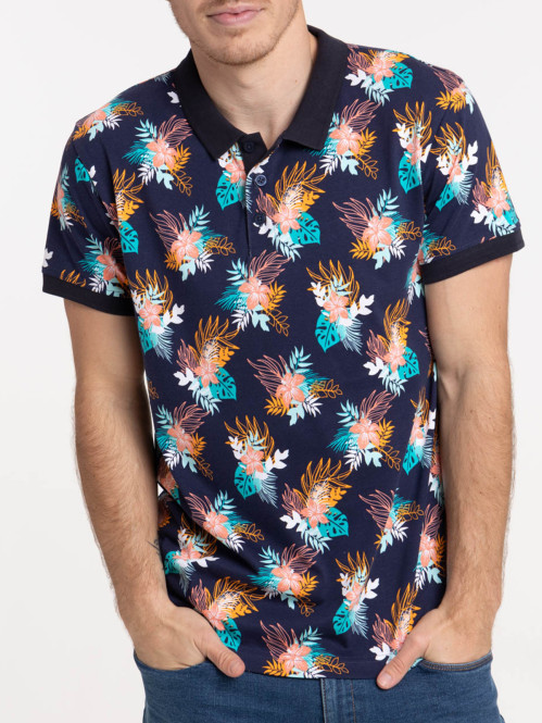 Polo fleur tropicale homme 100% coton