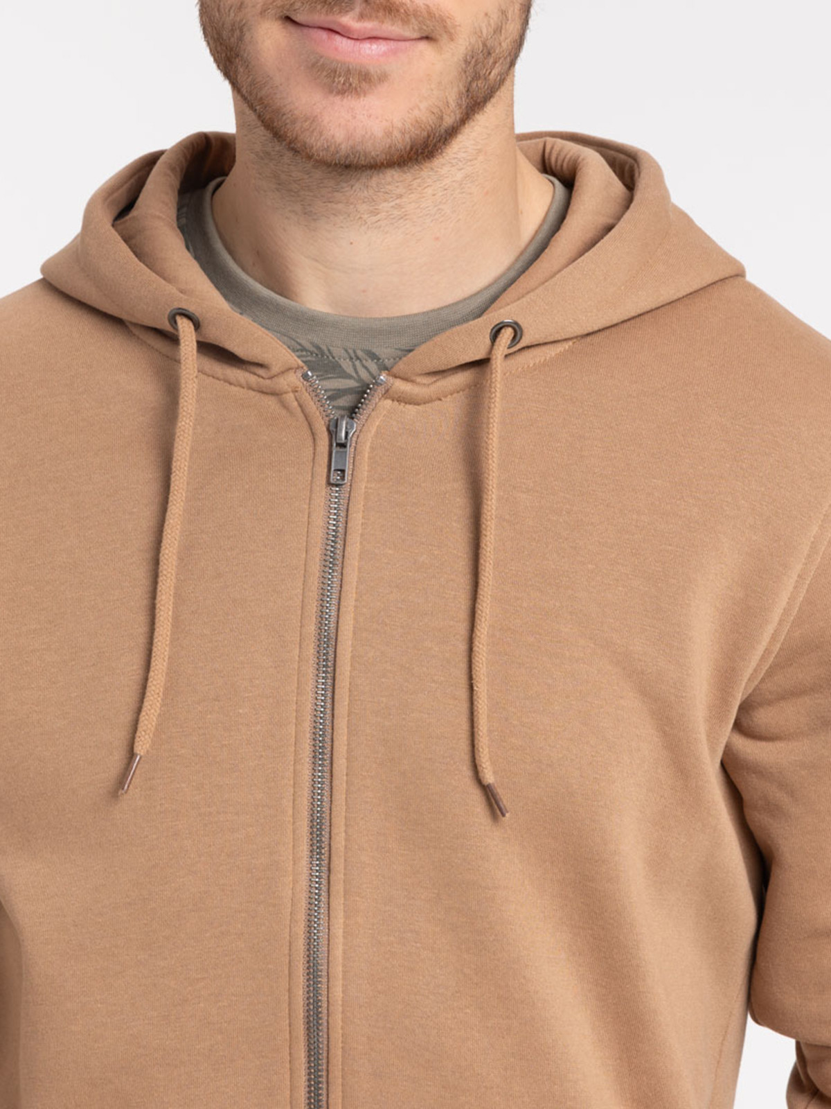 Sweat à capuche coloris fauve homme