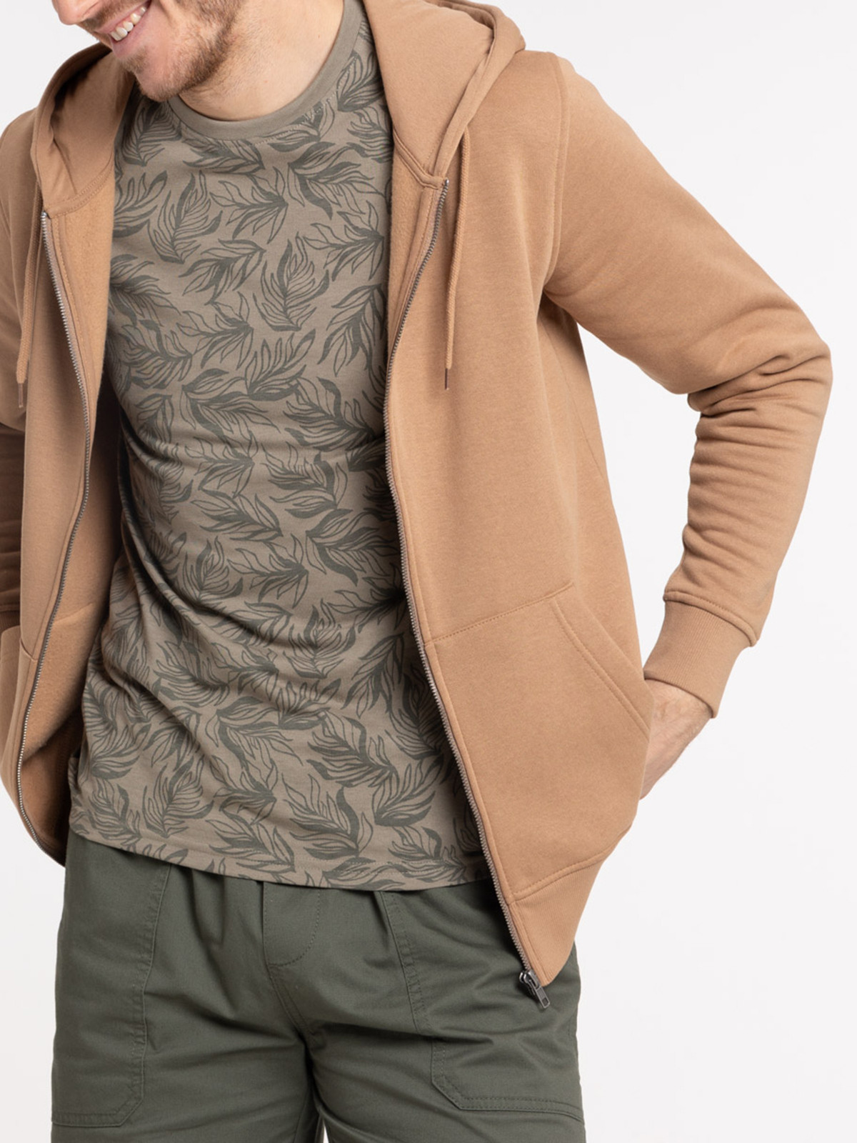 Sweat à capuche coloris fauve homme