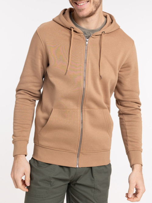 Sweat à capuche coloris fauve homme