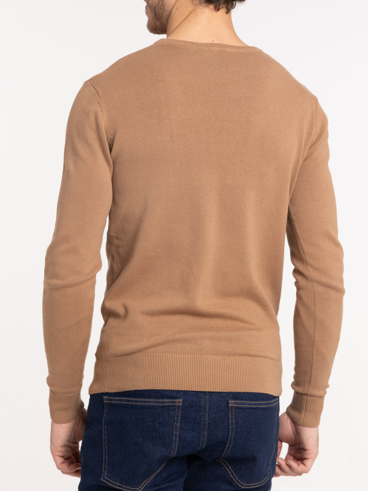 Pull col rond fauve homme Pull col rond fauve homme