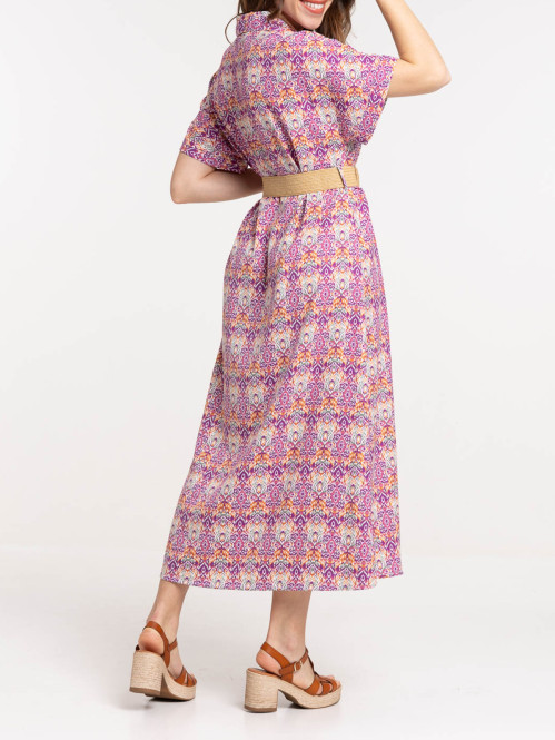 Robe longue imprimée boutonnée femme Robe longue imprimée boutonnée femme