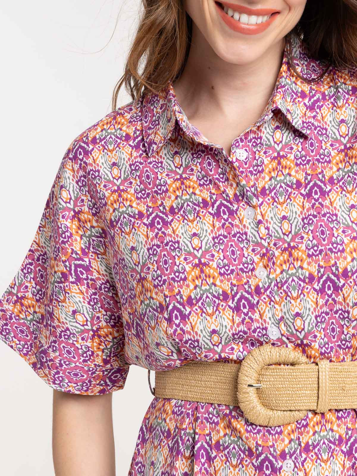 Robe longue imprimée boutonnée femme Robe longue imprimée boutonnée femme