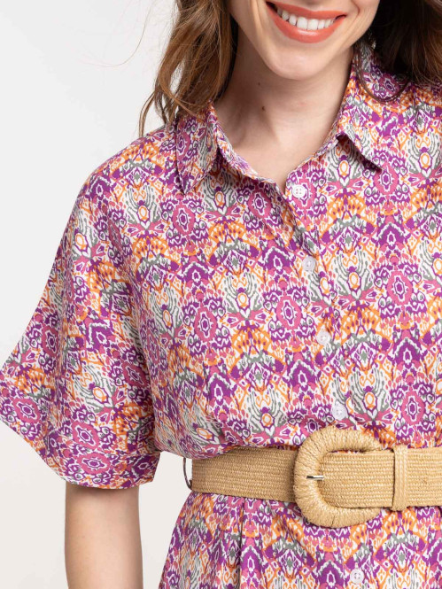 Robe longue imprimée boutonnée femme Robe longue imprimée boutonnée femme