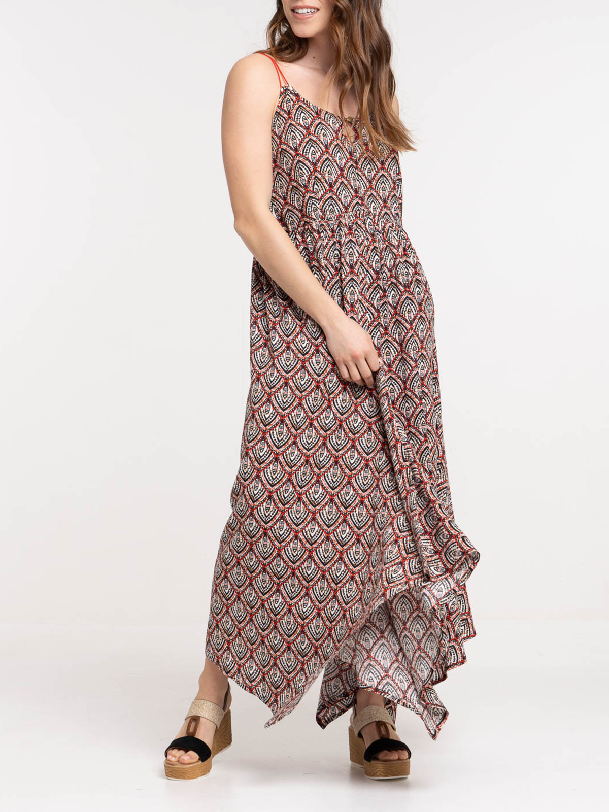 Robe longue imprimée asymétrique femme Robe longue imprimée asymétrique femme