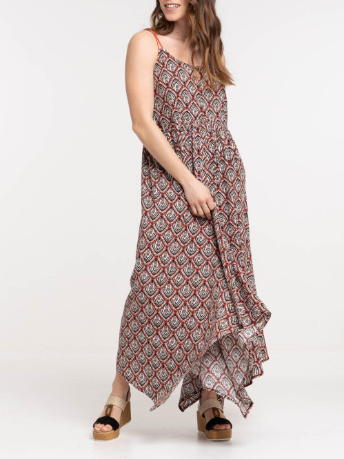 Robe longue imprimée asymétrique femme Robe longue imprimée asymétrique femme