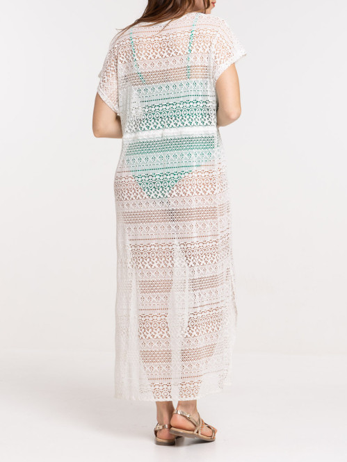 Caftan en dentelle écru femme Caftan en dentelle écru femme