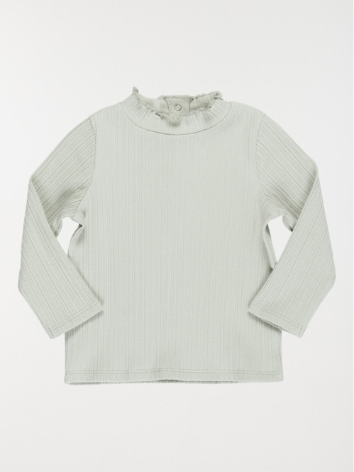T-shirt côtelé col montant fille (3-36M)