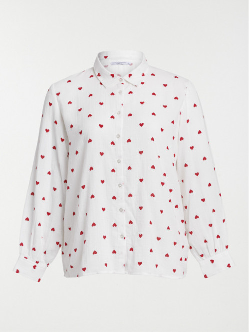 Chemise motif coeur grande taille femme