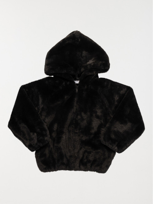 Blouson noir doux fille (3-12A)