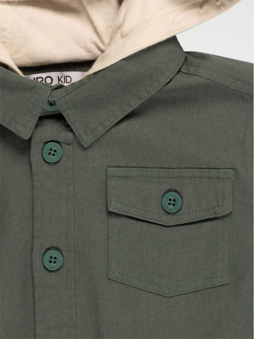 Chemise bimatière capuche...