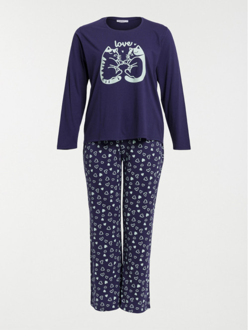 Pyjama love chats femme grande taille